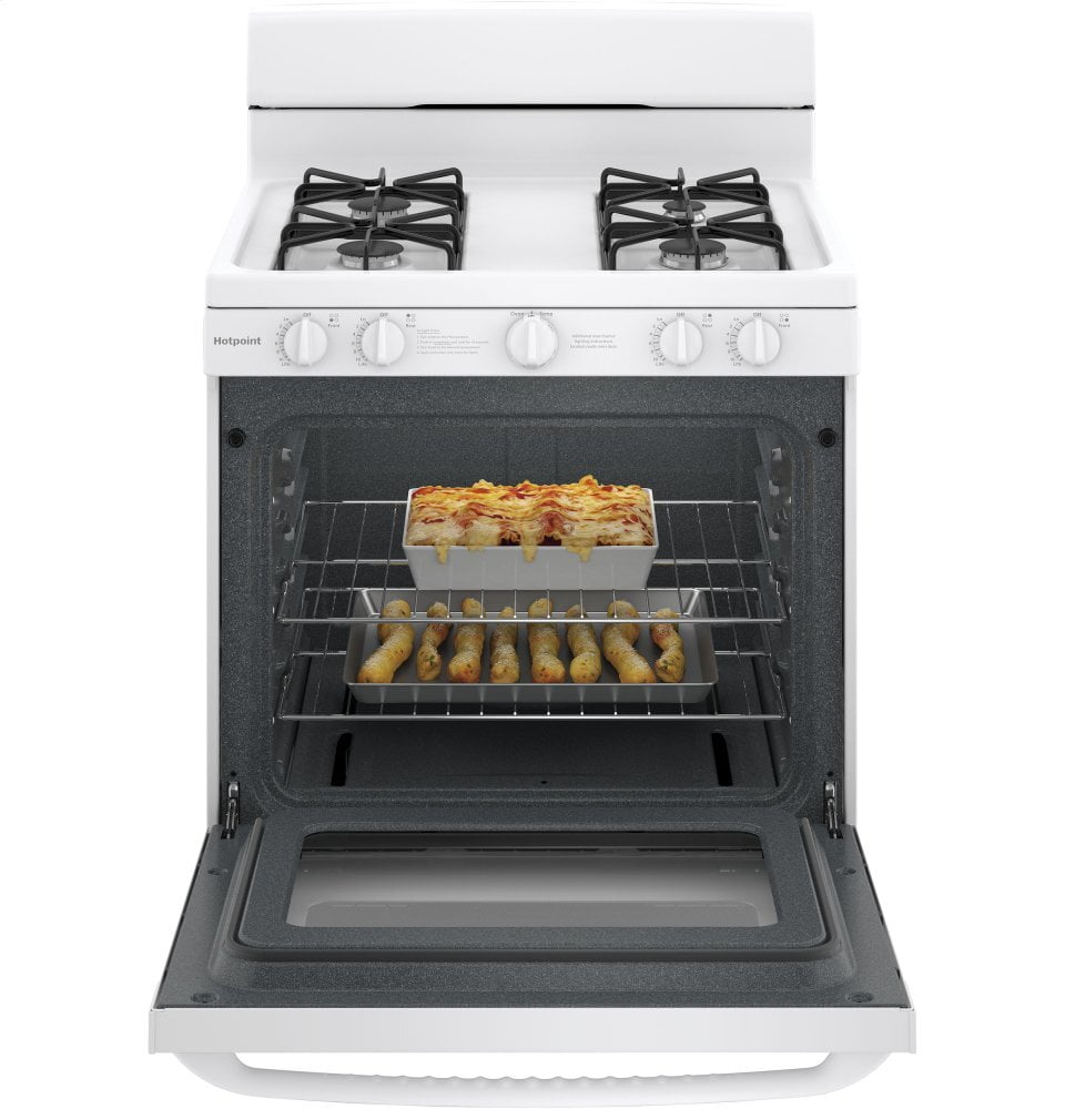 Hotpoint RGBS200DMWW Hotpoint® 30" Free-Standing Gas Range With Cordless Battery Ignition