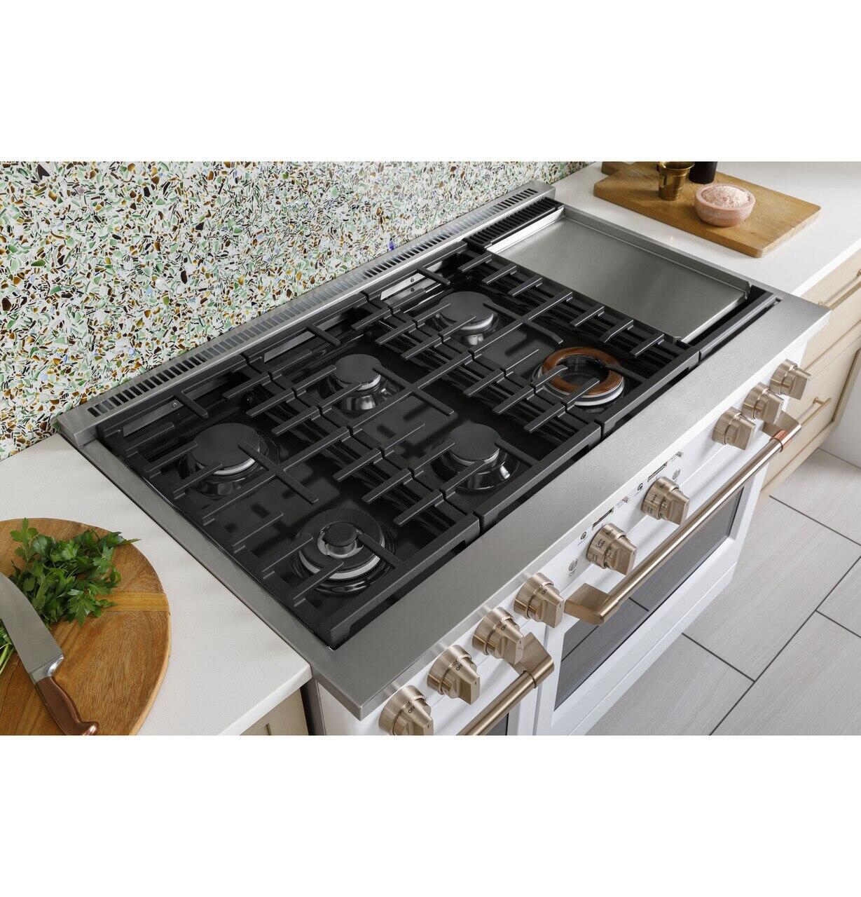 Cafe C2Y486P3TD1 Café™ 48" Smart Dual-Fuel Commercial-Style Range With 6 Burners And Griddle (Natural Gas)