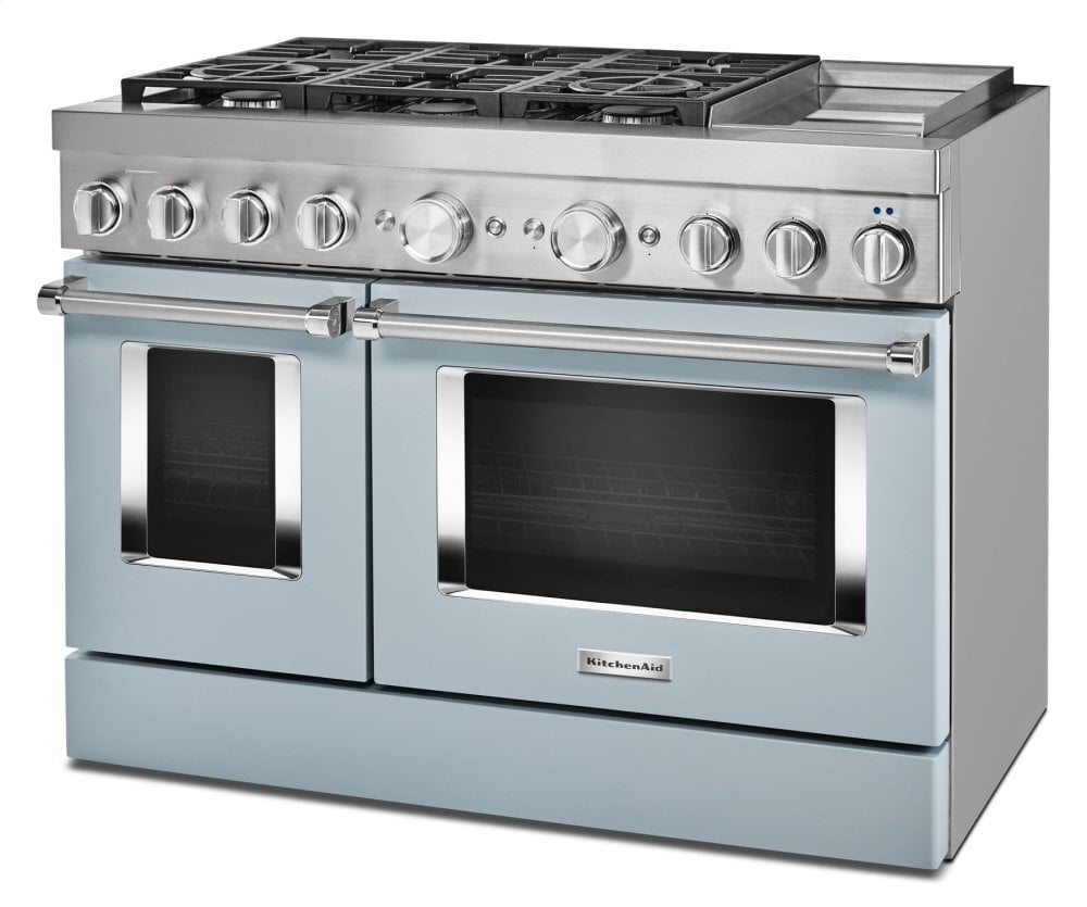 Kitchenaid KFDC558JMB Kitchenaid® 48'' Smart Commercial-Style Dual Fuel Range With Griddle - Misty Blue