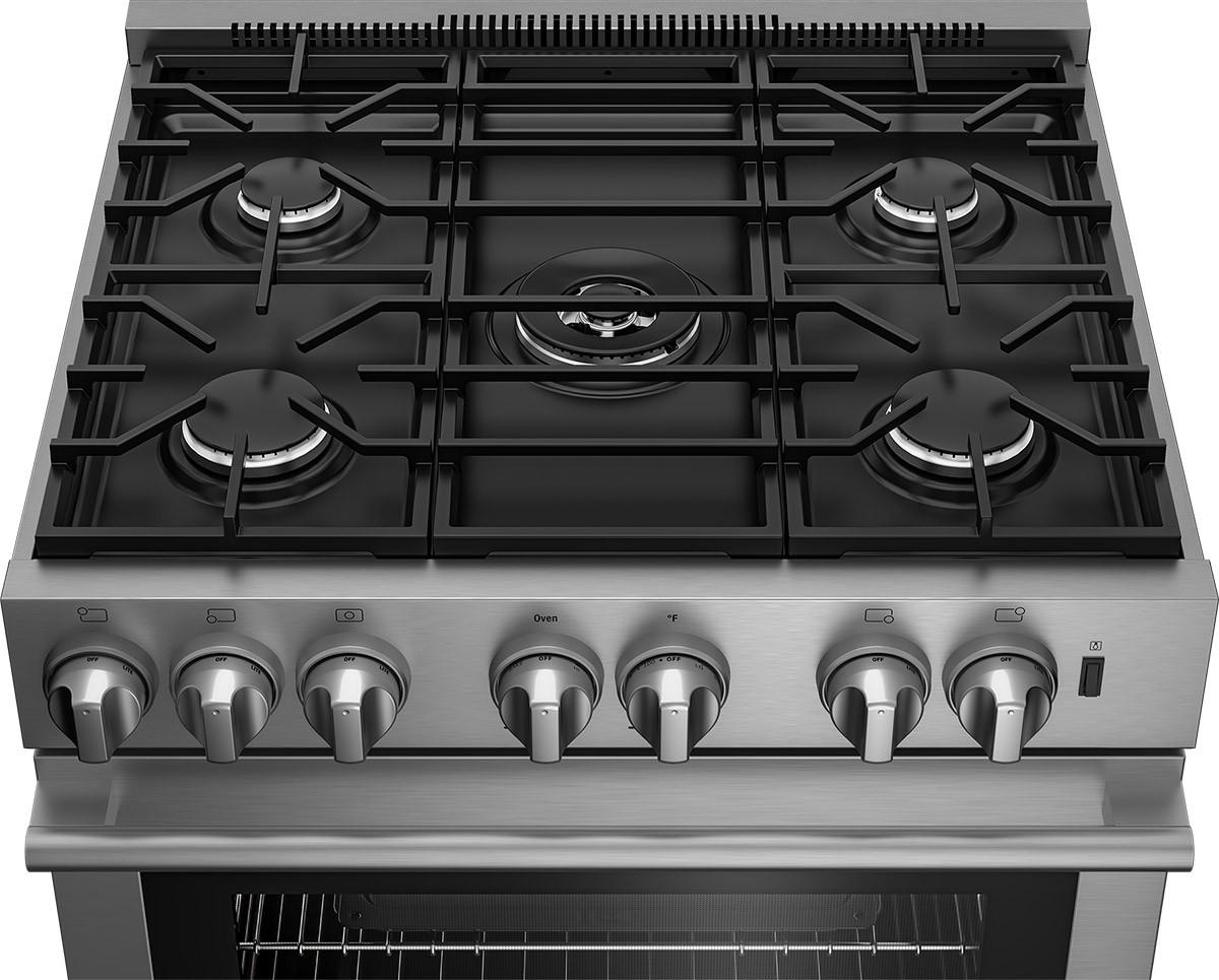 Blomberg Appliances BDF30522SS 30In Dual Fuel 5 Burner Range With 5.7 Cu Ft Self Clean Oven, Slide-In Style