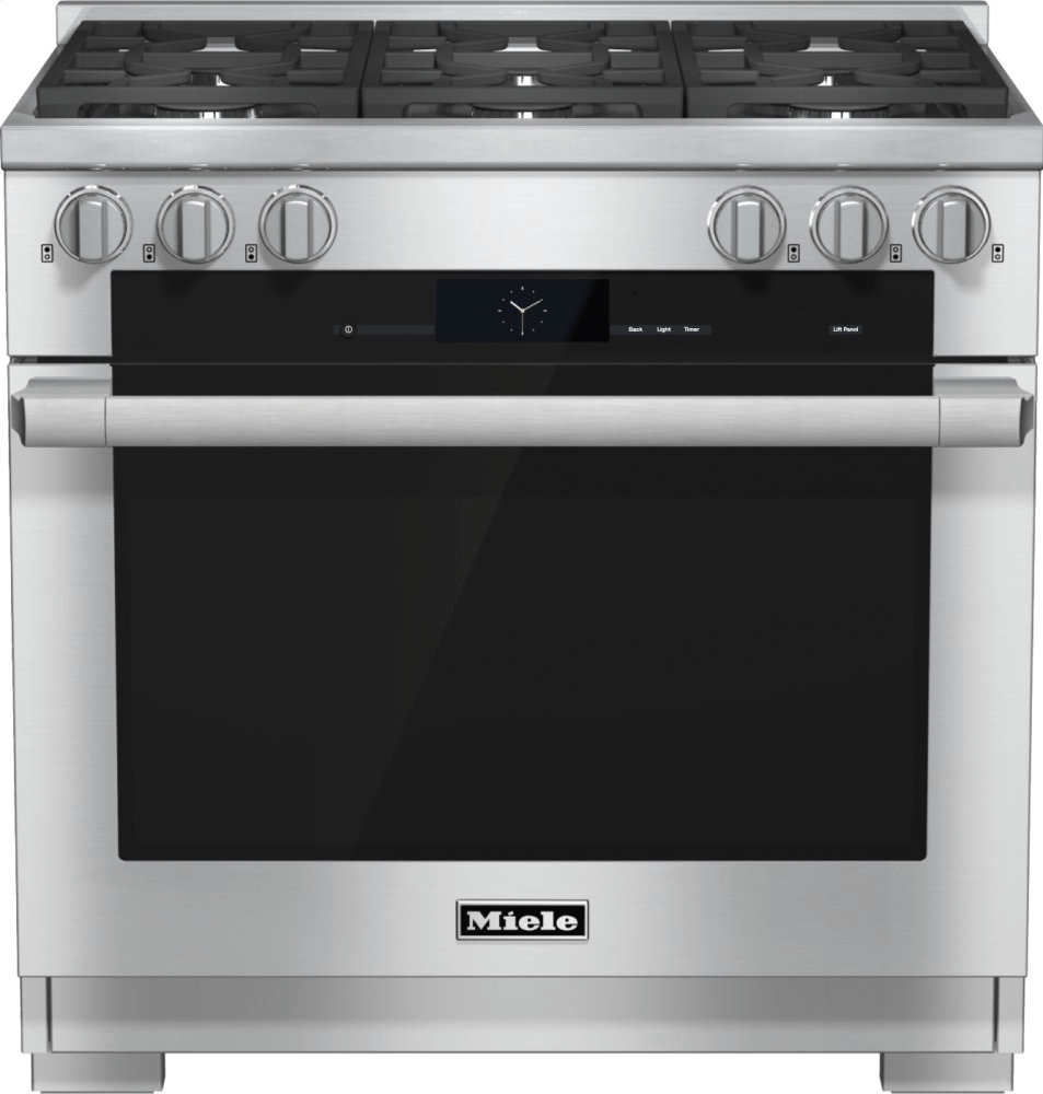 Miele HR19342GCLEANTOUCHSTEEL Hr 1934-2 G - 36 Inch Range Dual Fuel With M Touch Controls, Moisture Plus And M Pro Dual Stacked Burners