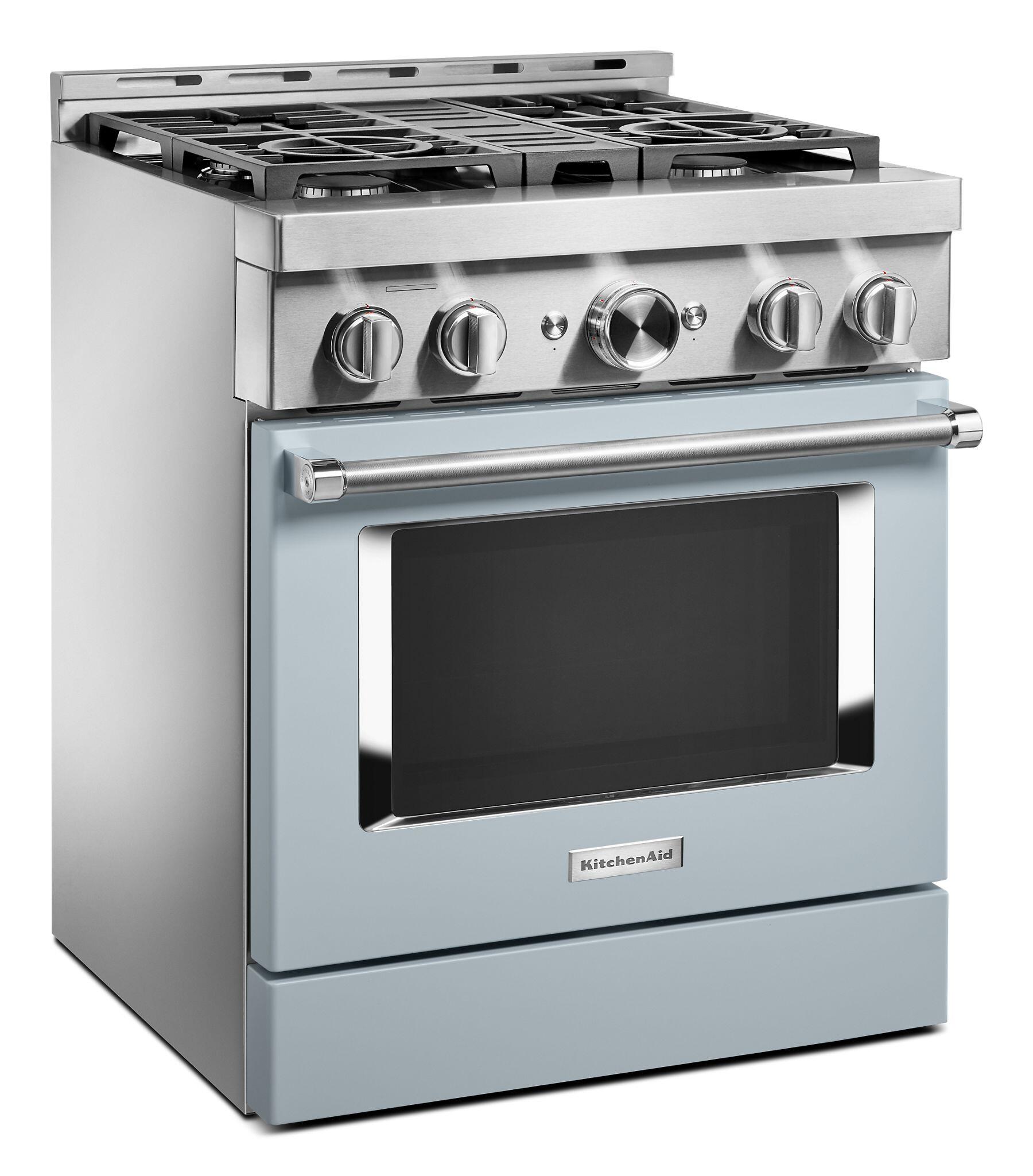 Kitchenaid KFGC500JMB Kitchenaid® 30'' Smart Commercial-Style Gas Range With 4 Burners - Misty Blue
