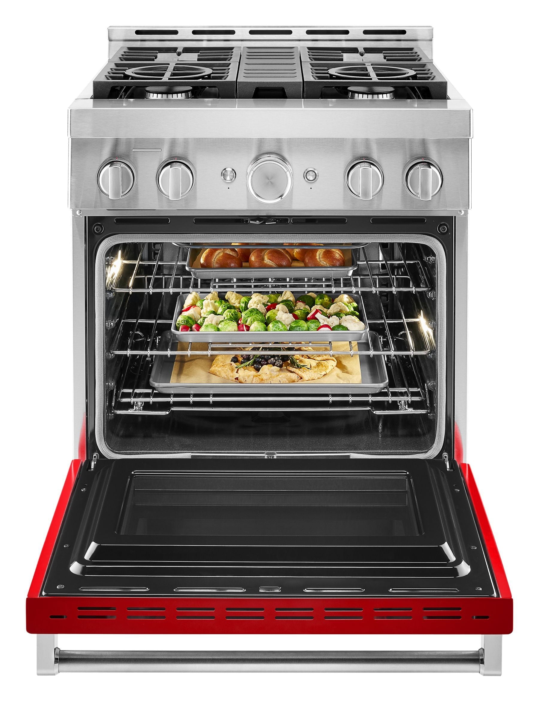 Kitchenaid KFGC500JPA Kitchenaid® 30'' Smart Commercial-Style Gas Range With 4 Burners - Passion Red