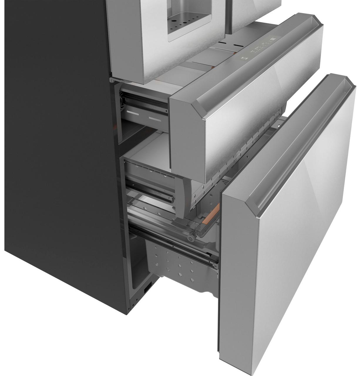 Cafe CXE22DM5PS5 Café™ Energy Star® 22.3 Cu. Ft. Smart Counter-Depth 4-Door French-Door Refrigerator In Platinum Glass