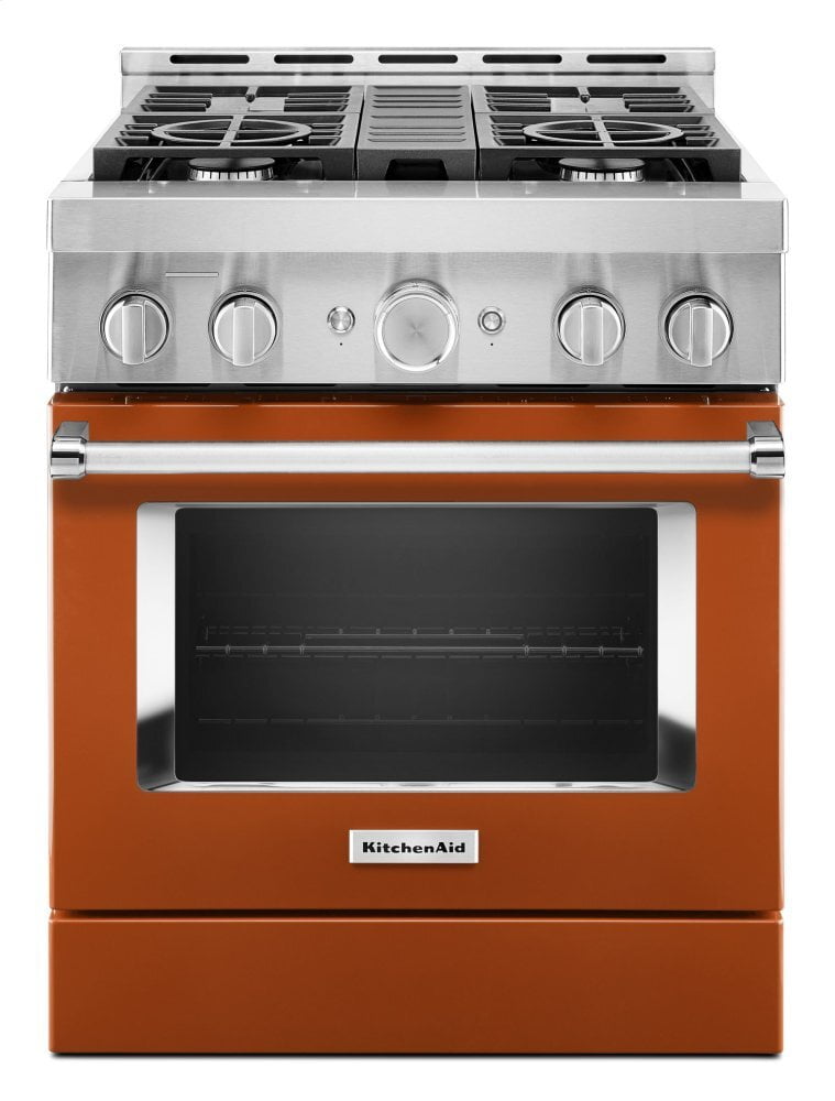 Kitchenaid KFGC500JSC Kitchenaid® 30'' Smart Commercial-Style Gas Range With 4 Burners - Scorched Orange