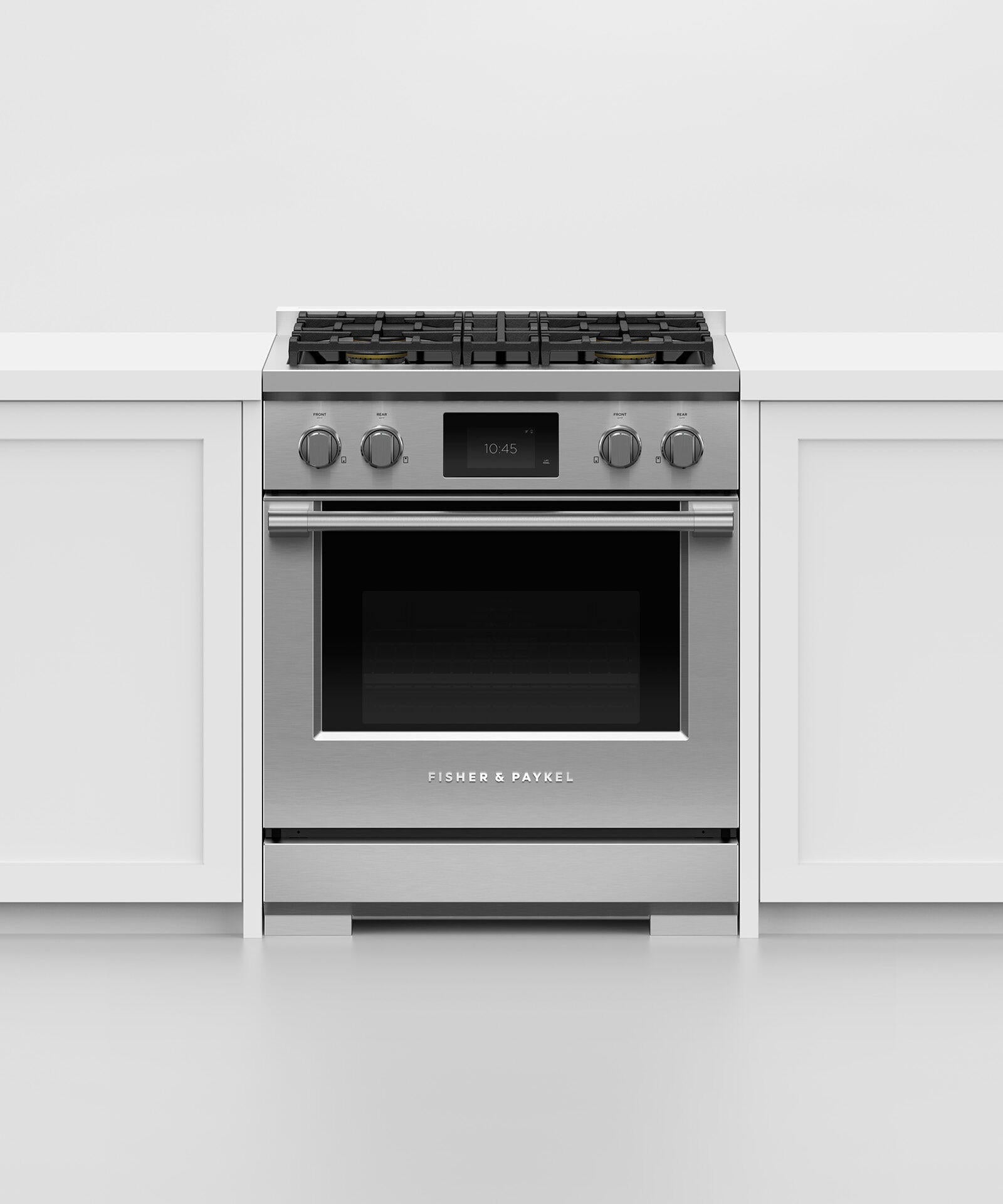 Fisher & Paykel RDV3304L Dual Fuel Range, 30", 4 Burners, Self-Cleaning, Lpg
