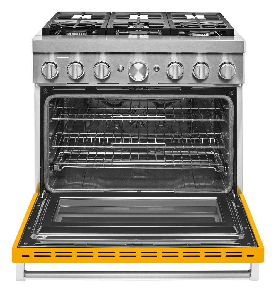 Kitchenaid KFDC506JYP Kitchenaid® 36'' Smart Commercial-Style Dual Fuel Range With 6 Burners - Yellow Pepper