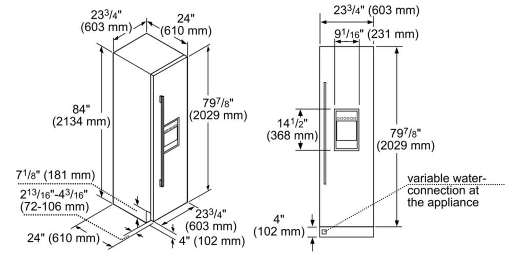 Thermador T24ID900RP 24-Inch Built-In Panel Ready Freezer Column With Ice & Water Dispenser, Right Side Door Swing