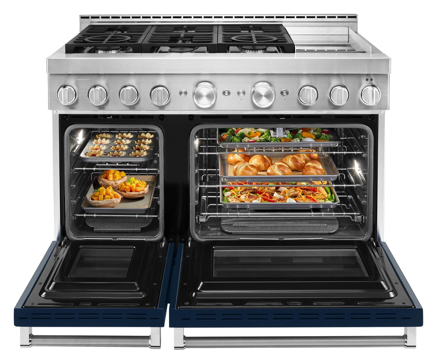 Kitchenaid KFGC558JIB Kitchenaid® 48'' Smart Commercial-Style Gas Range With Griddle - Ink Blue