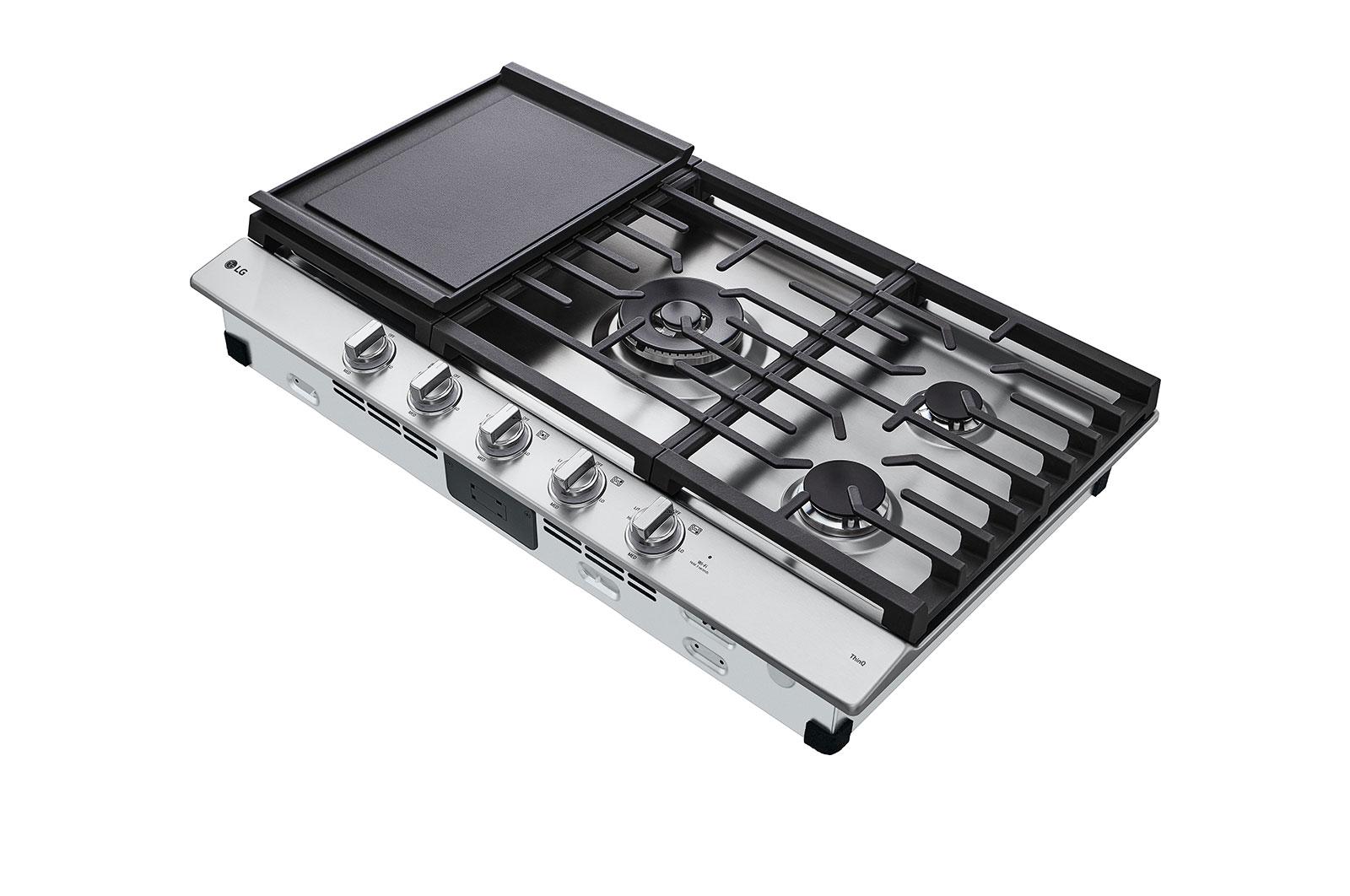 Lg CBGJ3627S 36" Smart Gas Cooktop With Ultraheat™ 22K Btu Dual Burner And Led Knobs
