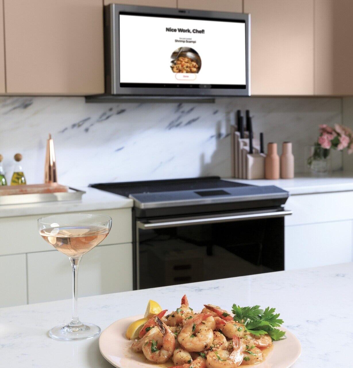 Cafe CHS90XM2NS5 Café 30" Smart Slide-In, Front-Control, Induction And Convection Range With In-Oven Camera In Platinum Glass