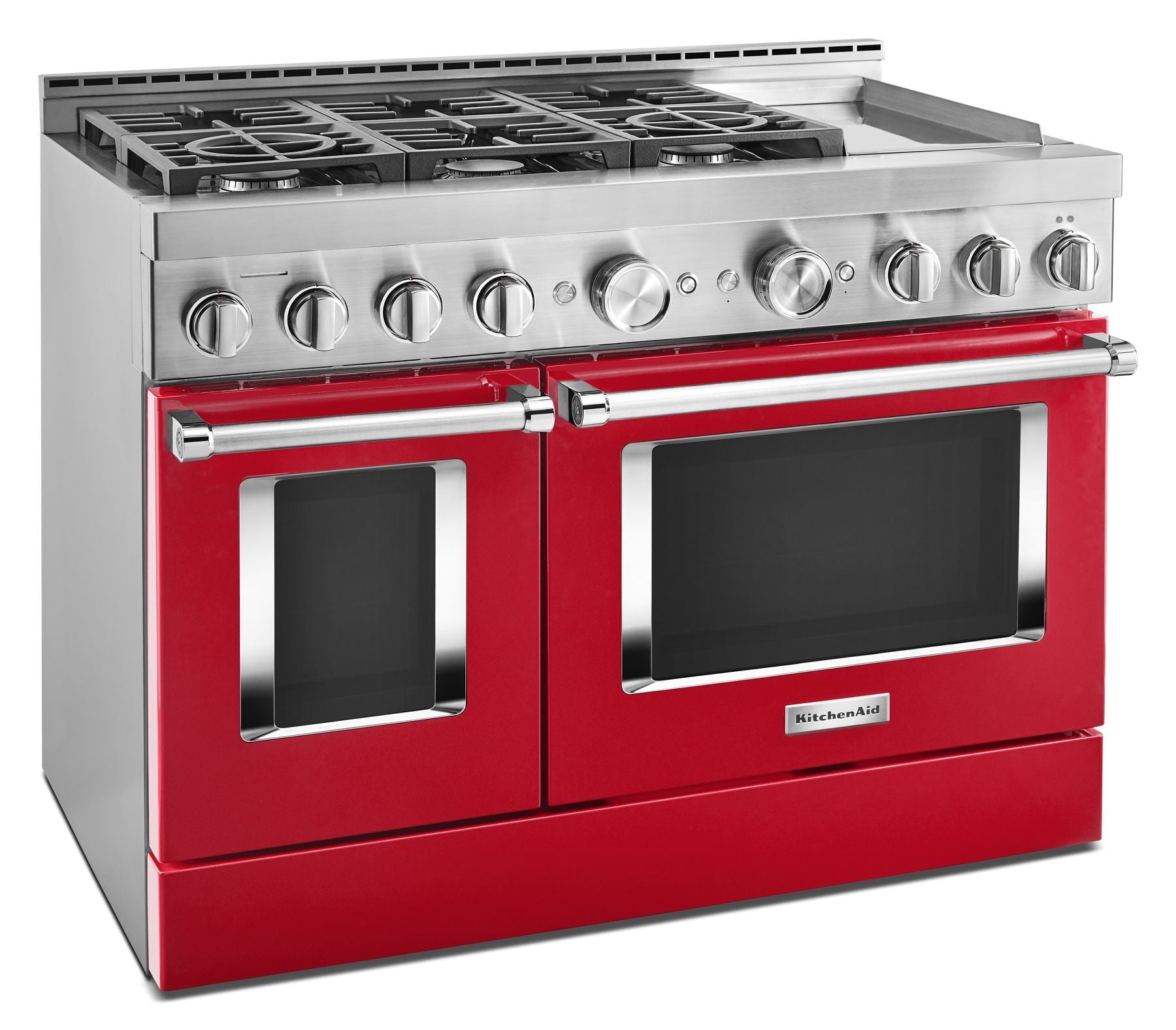 Kitchenaid KFGC558JPA Kitchenaid® 48'' Smart Commercial-Style Gas Range With Griddle - Passion Red