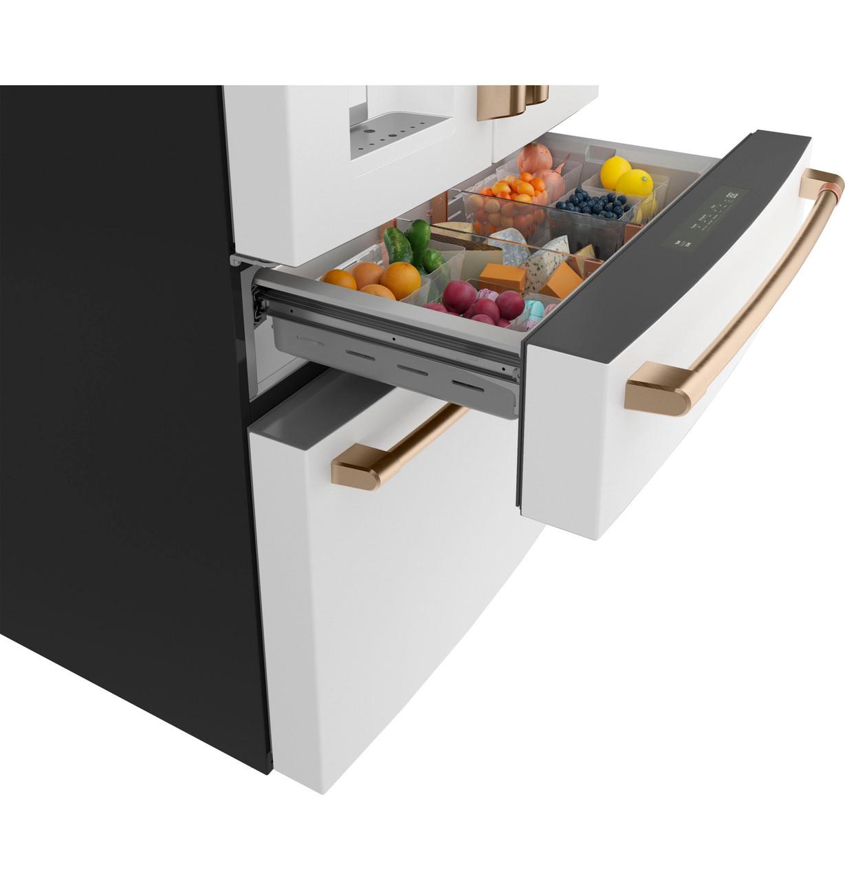 Cafe CXE22DP4PW2 Café™ Energy Star® 22.3 Cu. Ft. Smart Counter-Depth 4-Door French-Door Refrigerator