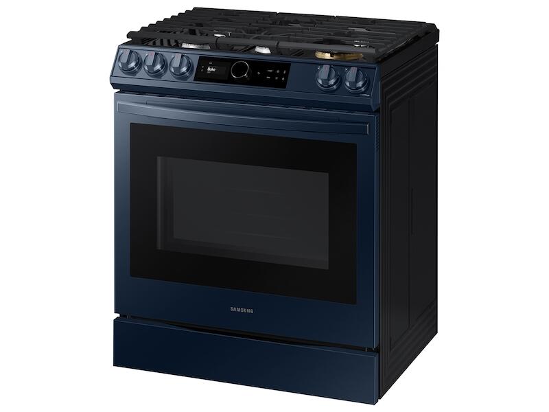 Samsung NX60A8711QN 6.0 Cu. Ft. Smart Bespoke Slide-In Gas Range With Smart Dial & Air Fry In Navy Steel