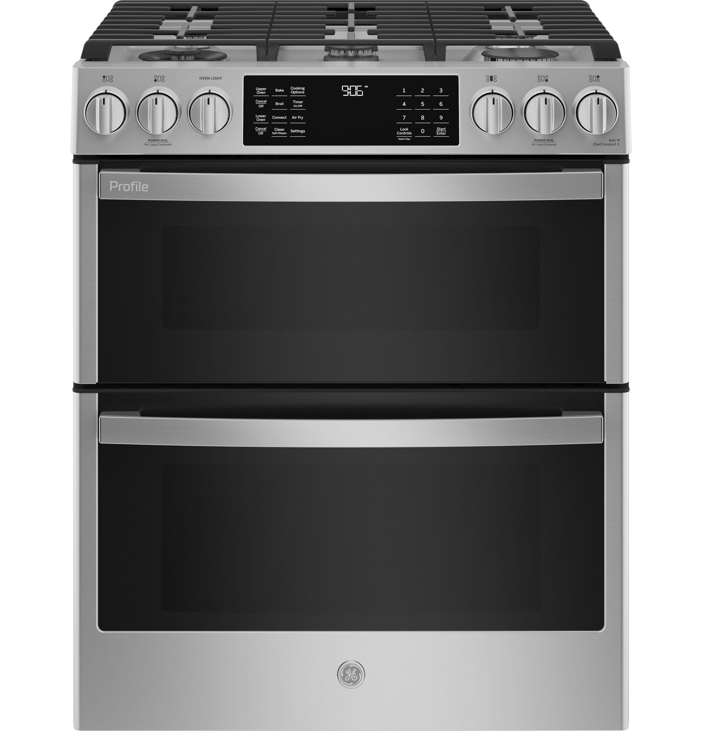 Ge Appliances PGS960YPFS Ge Profile™ 30" Smart Slide-In Front-Control Gas Double Oven Convection Fingerprint Resistant Range
