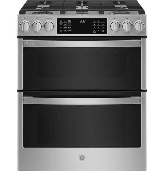 Ge Appliances PGS960YPFS Ge Profile™ 30" Smart Slide-In Front-Control Gas Double Oven Convection Fingerprint Resistant Range