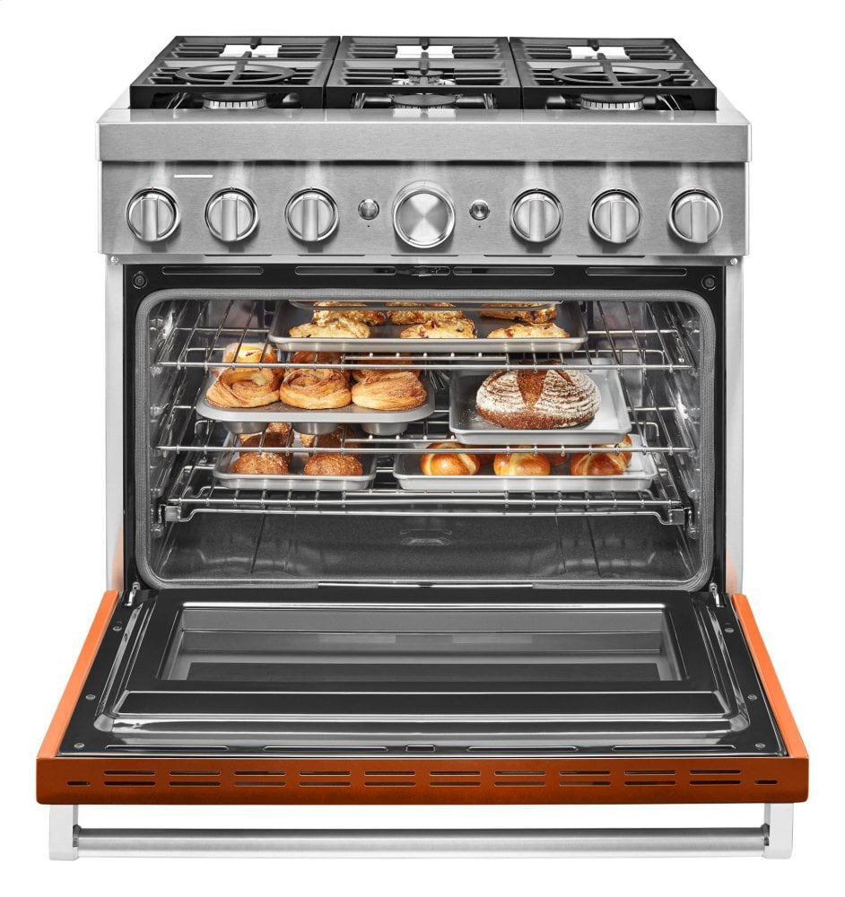 Kitchenaid KFDC506JSC Kitchenaid® 36'' Smart Commercial-Style Dual Fuel Range With 6 Burners - Scorched Orange