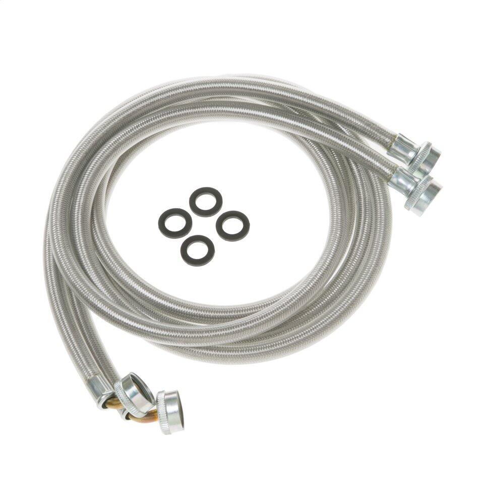 Ge Appliances WX14X10011 Washing Machine Universal 6' Stainless Steel Hoses With 90(Degree) Elbow - 2 Hose Package