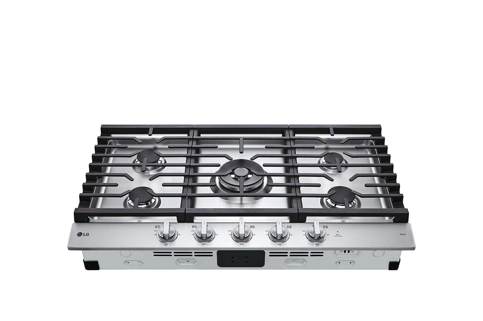Lg CBGJ3627S 36" Smart Gas Cooktop With Ultraheat™ 22K Btu Dual Burner And Led Knobs