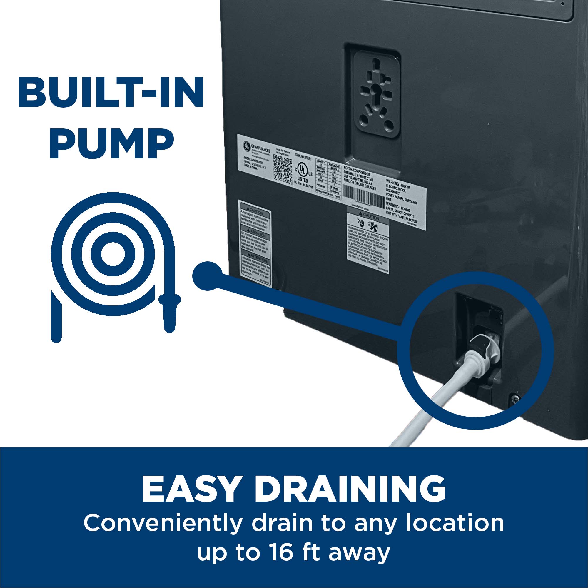 Ge Appliances APEW50LZ Ge® Energy Star® 50 Pint Portable Dehumidifier With Built-In Pump For Wet Spaces