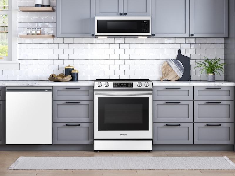 Samsung ME11CB751012 1.1 Cu. Ft. Bespoke Smart Slim Over-The-Range Microwave With 400 Cfm Hood Ventilation, Wi-Fi & Voice Control In White Glass