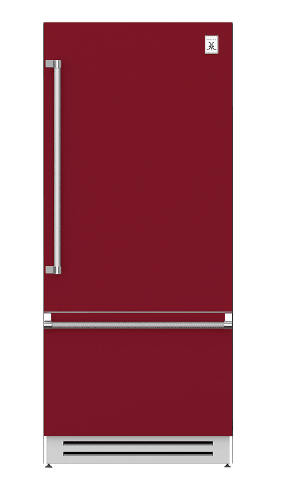 Hestan KRBL36BG 36" Bottom Mount, Bottom Compressor Refrigerator - Left Hinge - Burgundy / Tin Roof