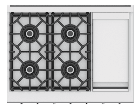 Hestan KRT364GDLPWH 36" 4-Burner Rangetop With 12" Griddle - Liquid Propane - White / Froth