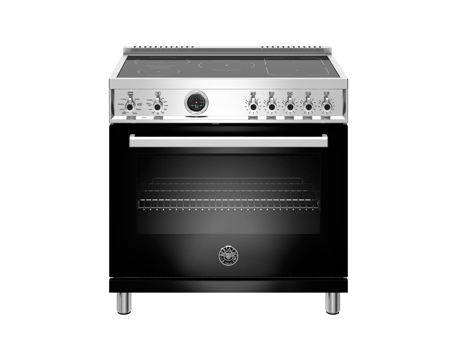 Bertazzoni PROF365INSNET 36 Inch Induction Range, 5 Heating Zones, Electric Self-Clean Oven Nero
