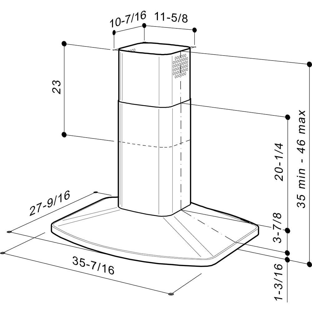 Broan E5490SS Broan® 35-7/16-Inch X 27-9/16-Inch Convertible Island Chimney Range Hood, 480 Cfm, Stainless Steel