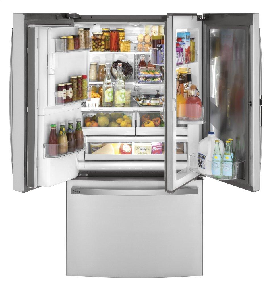 Ge Appliances PYD22KYNFS Ge Profile™ Series 22.1 Cu. Ft. Counter-Depth Fingerprint Resistant French-Door Refrigerator With Door In Door And Hands-Free Autofill