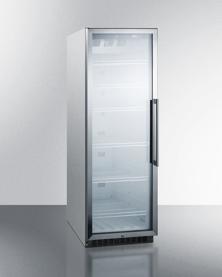 Summit SCR1400WLHCSS Commercial Beverage Merchandiser With 12.6 Cu.Ft. Capacity, Digital Thermostat, Self-Closing Door, And Stainless Steel Cabinet; Replaces Scr1400Css