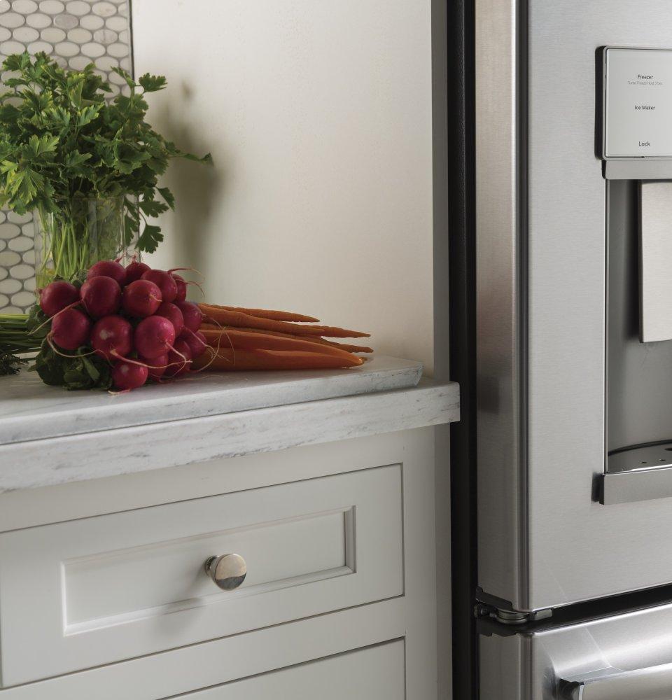 Ge Appliances PYD22KBLTS Ge Profile™ Series 22.1 Cu. Ft. Counter-Depth French-Door Refrigerator With Door In Door And Hands-Free Autofill