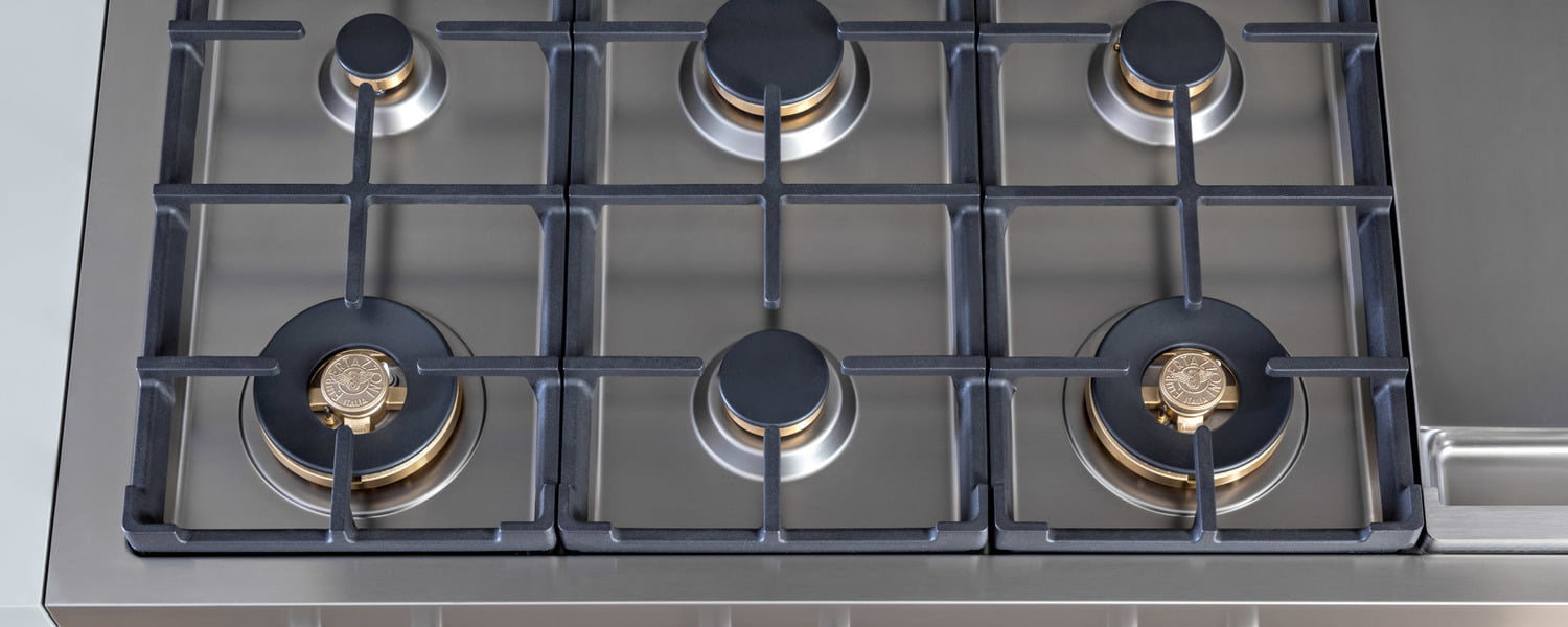 Bertazzoni PROF486GRTBXT 48 Gas Rangetop 6 Brass Burner + Electric Griddle Stainless Steel