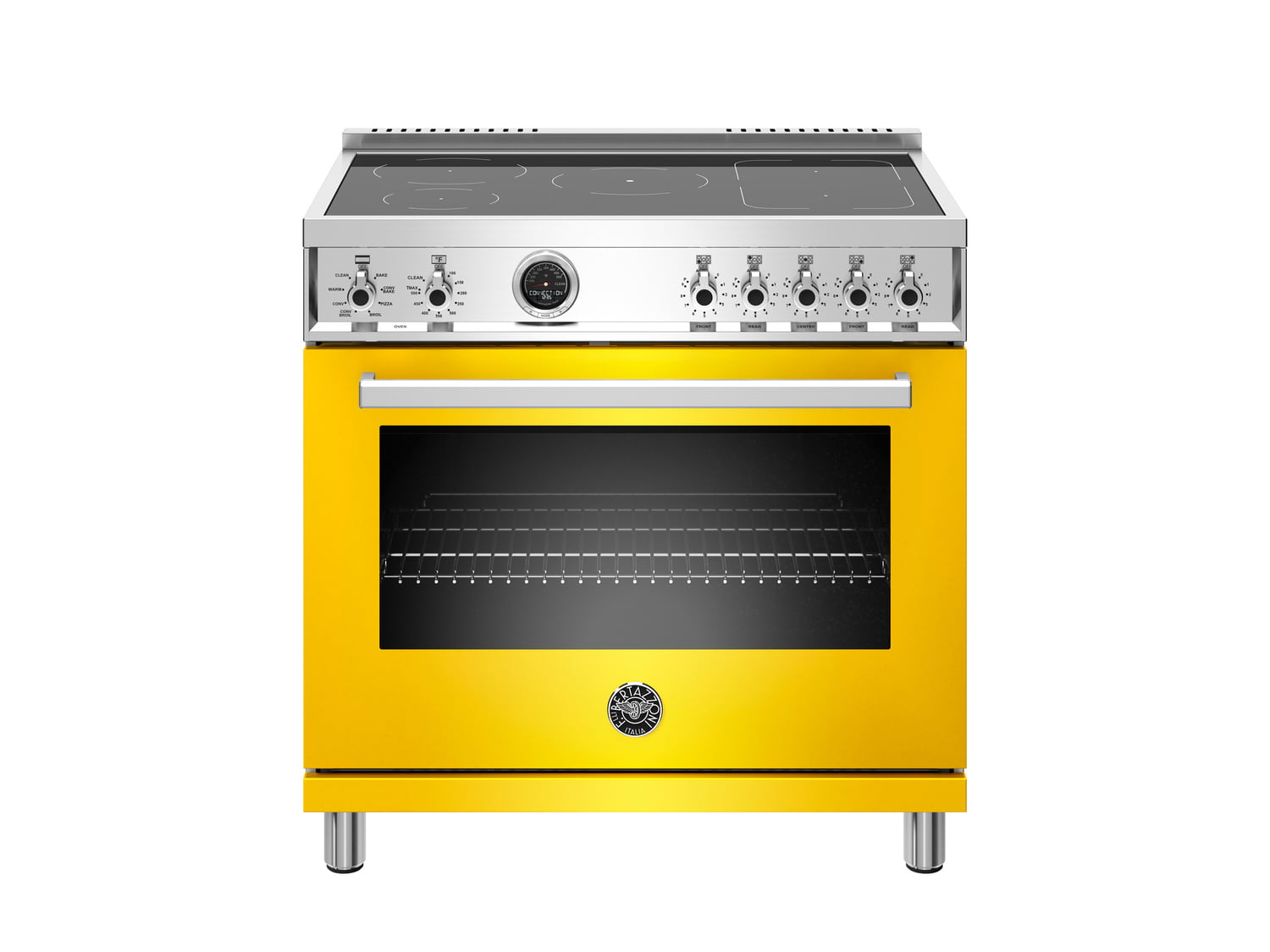 Bertazzoni PROF365INSGIT 36 Inch Induction Range, 5 Heating Zones, Electric Self-Clean Oven Giallo