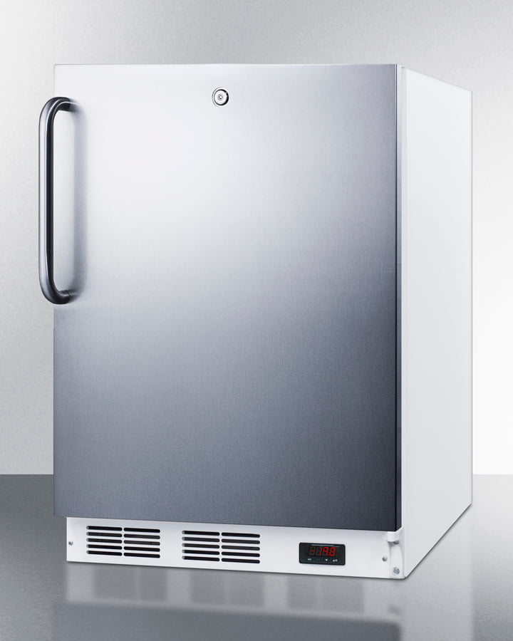 Summit VT65MLBISSTBADA Ada Compliant Built-In Medical All-Freezer Capable Of -25 C Operation, With Lock, Stainless Steel Door, Towel Bar Handle, And White Cabinet
