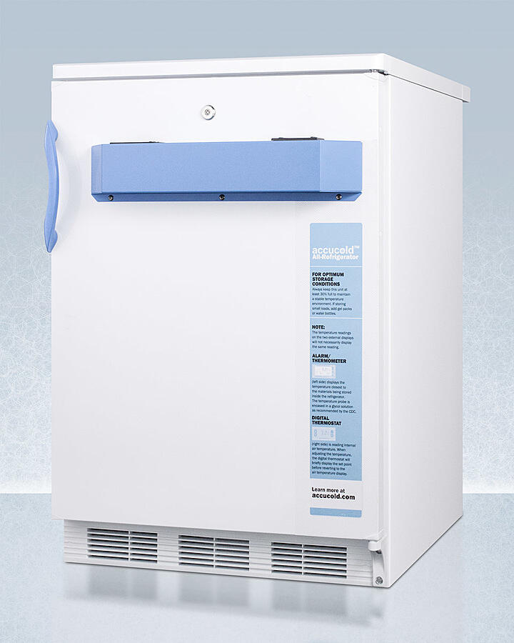 Summit FF7LWBIMED2 Built-In Undercounter Auto Defrost Medical/Scientific All-Refrigerator With Front Control Panel Equipped With A Digital Thermostat And Nist Calibrated Thermometer/Alarm; Includes Front Lock, Hospital Grade Cord, And Internal Fan