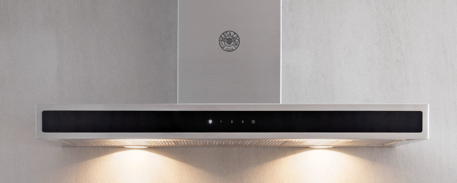Bertazzoni KG48X 48 Wallmount Hood, Glass Front, 1 Motor 600 Cfm Stainless Steel