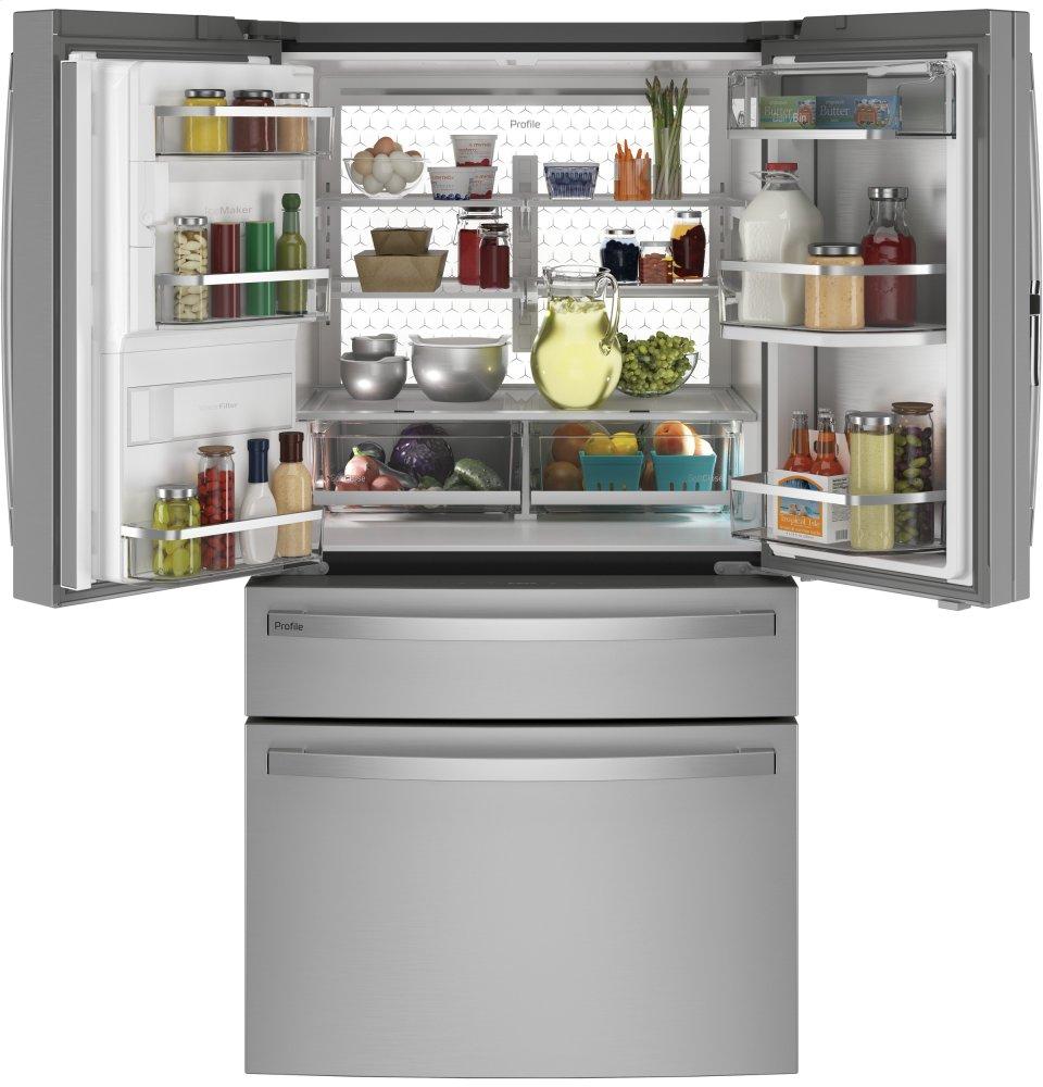 Ge Appliances PVD28BYNFS Ge Profile™ 27.9 Cu. Ft. Smart Fingerprint Resistant 4-Door French-Door Refrigerator With Door In Door
