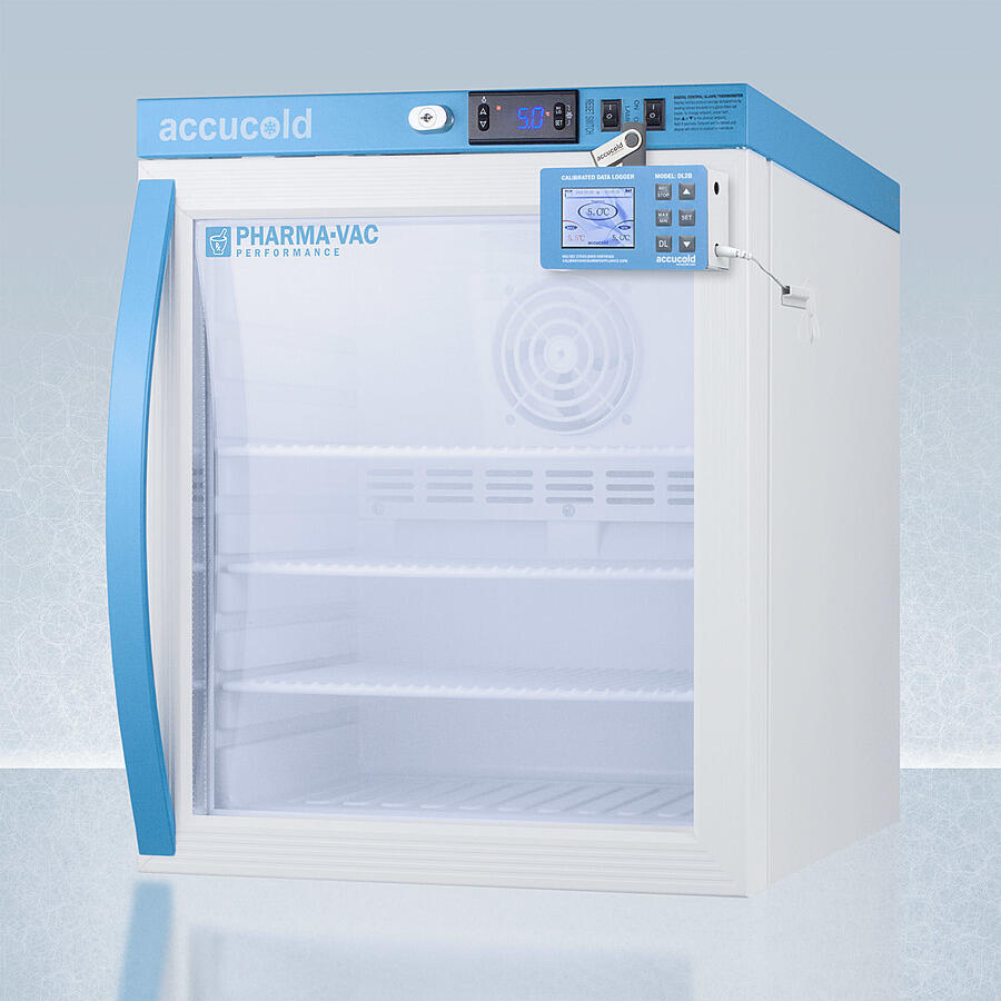 Summit ARG1PVDL2B Performance Series Pharma-Vac 1 Cu.Ft. Compact Glass Door All-Refrigerator For Vaccine Storage With Factory-Installed Data Logger And Hospital Grade Cord With 'Green Dot' Plug