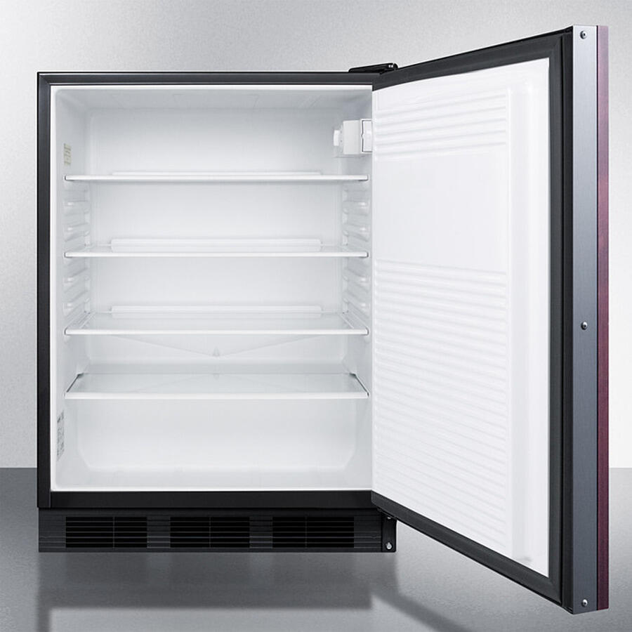 Summit FF7BKBIIF Commercially Listed Built-In Undercounter All-Refrigerator For General Purpose Use, Auto Defrost W/Panel-Ready Door And Black Cabinet