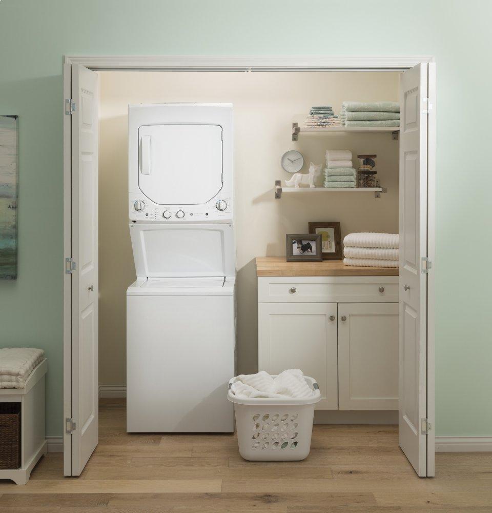 Ge Appliances GUD24ESSMWW Ge Unitized Spacemaker® 2.3 Cu. Ft. Capacity Washer With Stainless Steel Basket And 4.4 Cu. Ft. Capacity Electric Dryer