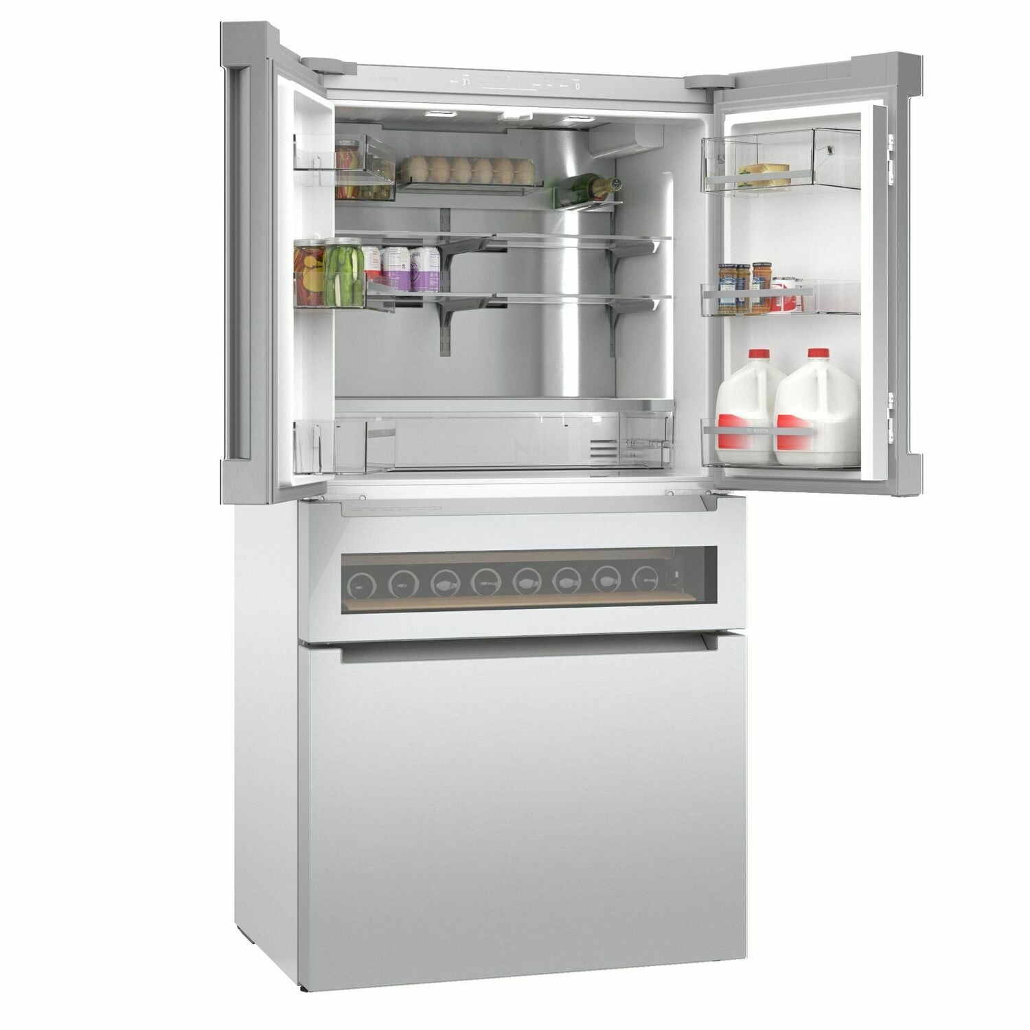 Bosch B36CL81ENG 800 Series French Door Bottom Mount Refrigerator 36'' Easy Clean Stainless Steel B36Cl81Eng