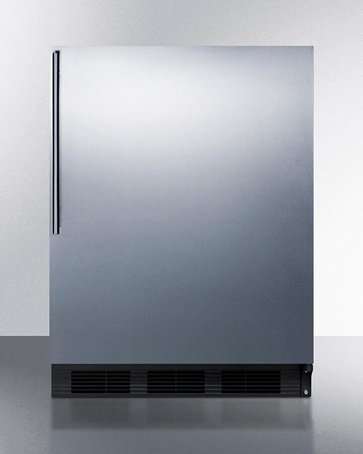 Summit AL752BKSSHV Ada Compliant All-Refrigerator For Freestanding General Purpose Use, Auto Defrost W/Ss Door, Thin Handle, And Black Cabinet