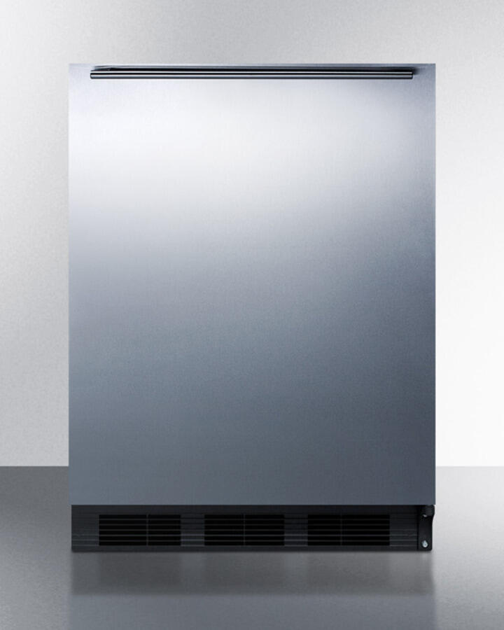 Summit CT663BBISSHHADA Ada Compliant Built-In Undercounter Refrigerator-Freezer For Residential Use, Cycle Defrost W/Deluxe Interior, Ss Door, Horizontal Handle, And Black Cabinet