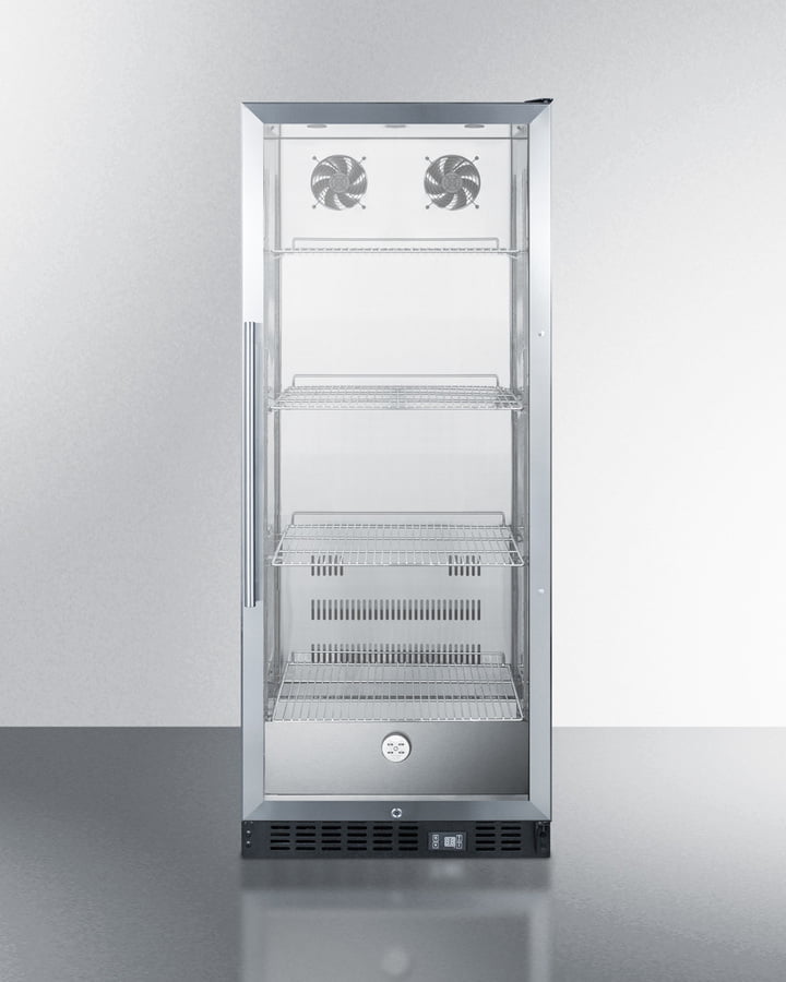 Summit SCR1156CSS Commercial Beverage Merchandiser With 11 Cu.Ft. Capacity, Ss Interior, Self-Closing Door, Digital Thermostat, And Ss Wrapped Cabinet
