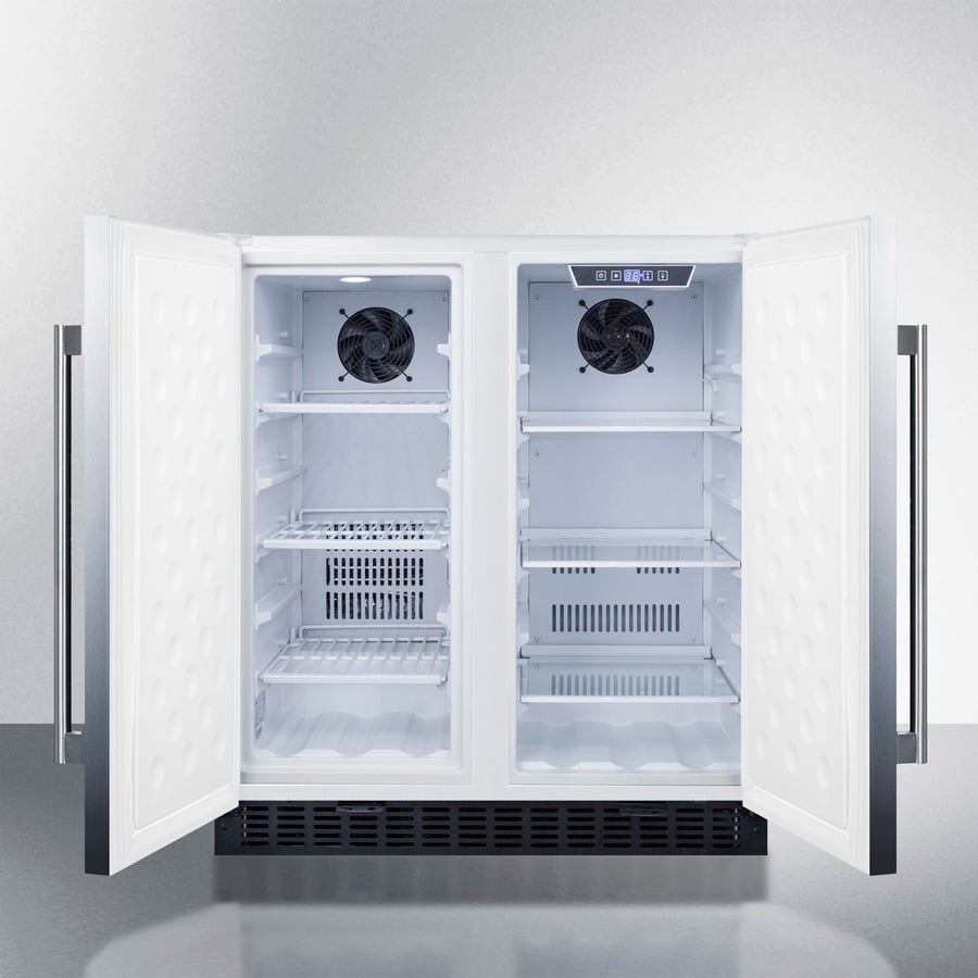 Summit FFRF3075WCSS Frost-Free Side-By-Side Refrigerator-Freezer For Built-In Or Freestanding Use Wrapped Stainless Steel Exterior And Digital Controls
