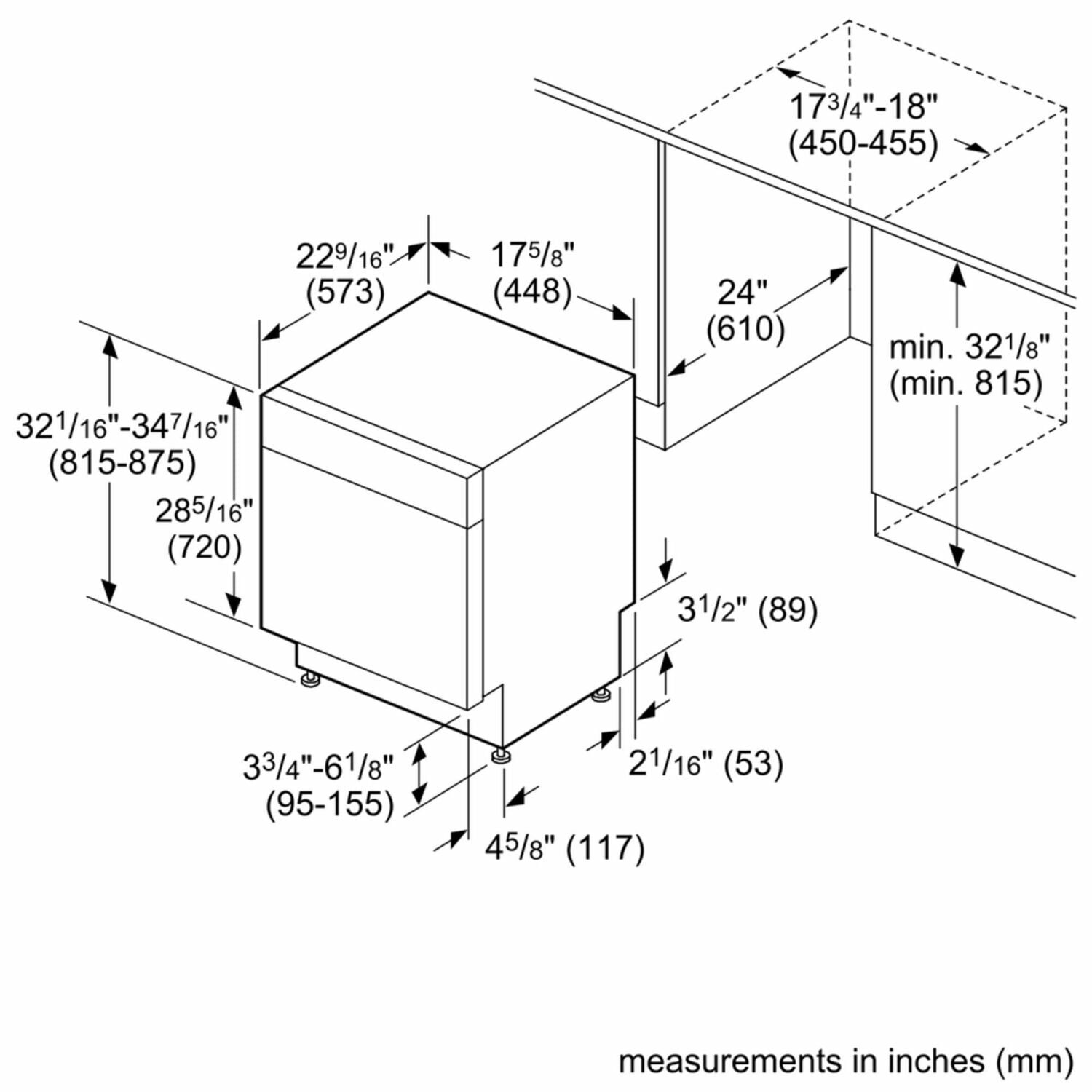 Bosch SPE53U55UC Ada 18" 300 Series Recessed Hndl, 4/4 Cycles, 46 Dba, Rckmatic, 9 Pl Stgs - Ss