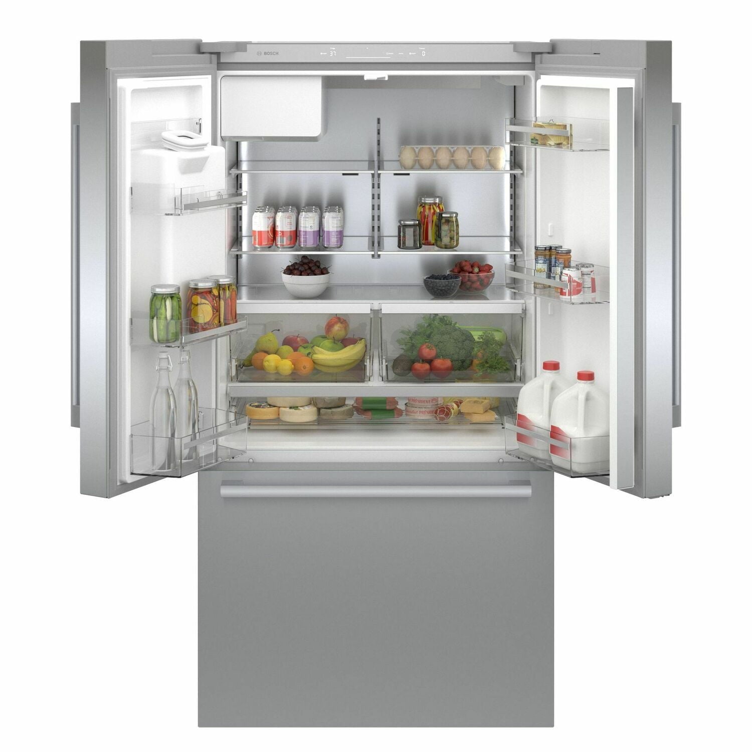 Bosch B36CD50SNS 500 Series French Door Bottom Mount Refrigerator 36'' Easy Clean Stainless Steel B36Cd50Sns