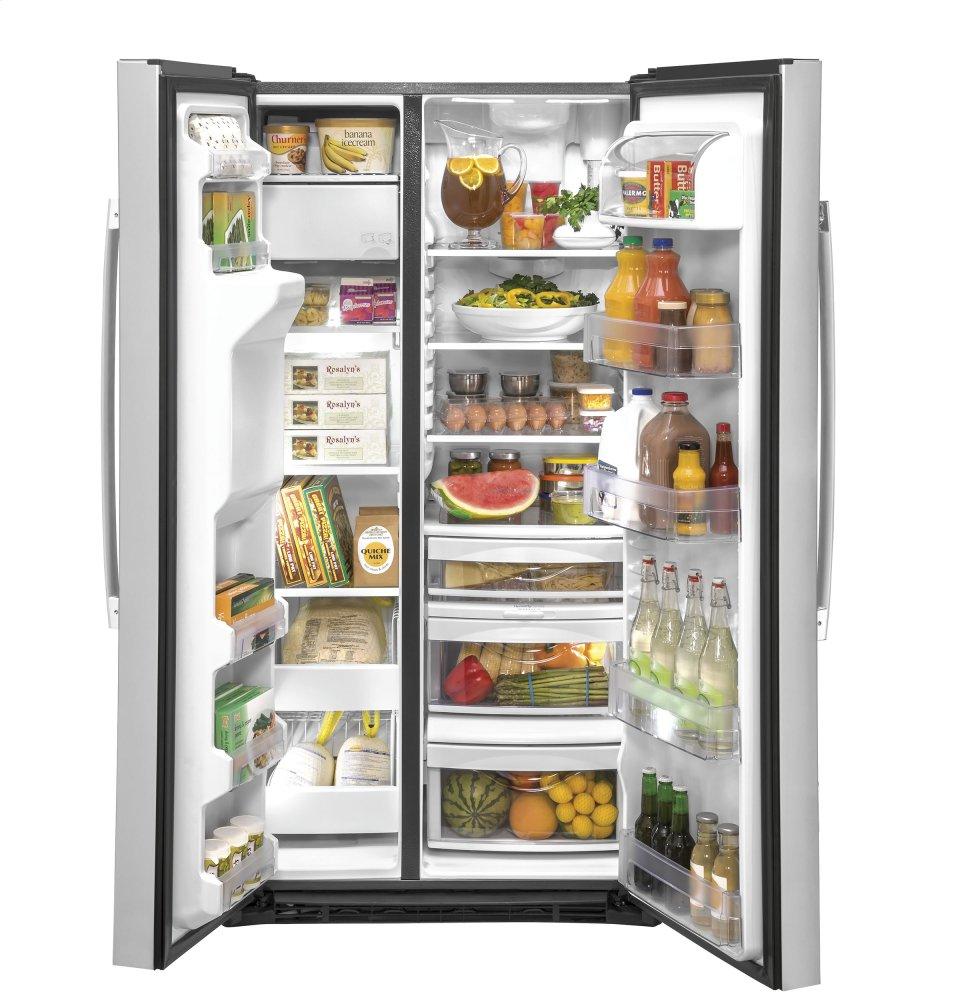 Ge Appliances GZS22IYNFS Ge® 21.8 Cu. Ft. Counter-Depth Fingerprint Resistant Side-By-Side Refrigerator