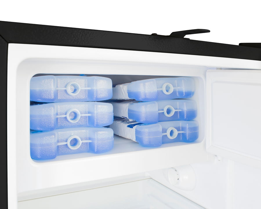 Summit ADA302BRFZ Built-In Undercounter, Ada Compliant Refrigerator-Freezer In Black, Designed For General Purpose Storage, Manual Defrost With Glass Shelves, Front Lock, And Door Storage